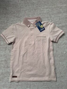 R&B Light Pink Boys' Polo with Contrast Collar